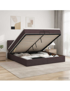 Letto Ottomano con Materasso e LED Marrone Scuro 200 x 200 cm