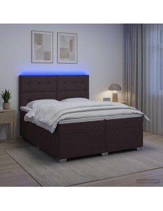 Letto box spring con materasso Marrone Scuro 200 x 200 cm