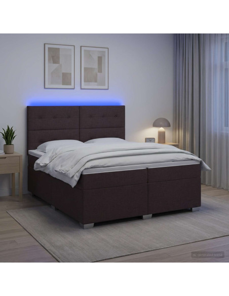 Letto box spring con materasso Marrone Scuro 200 x 200 cm