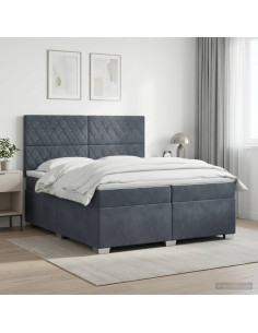 Letto box spring con materasso Grigio Scuro 200 x 200 cm