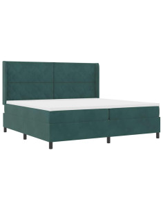 Letto a molle con strisce LED Verde Scuro 200 x 200 cm Velluto 2
