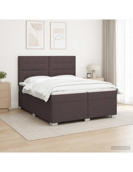 Letto box spring con materasso Marrone Scuro 200 x 200 cm