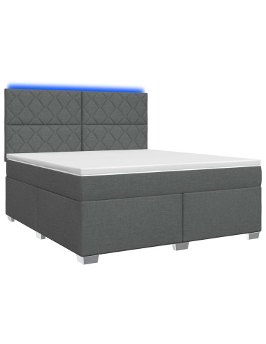 Letto box spring con materasso Grigio Scuro 180 x 200 cm