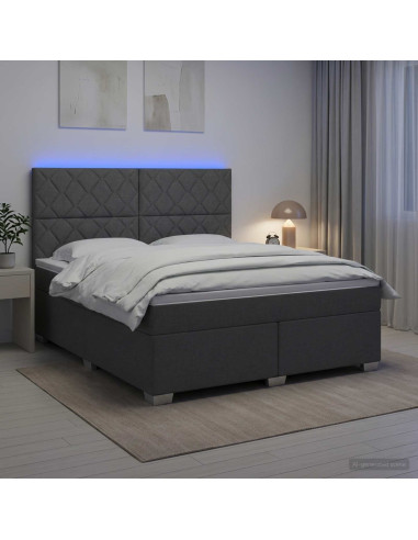 Letto box spring con materasso Grigio Scuro 180 x 200 cm