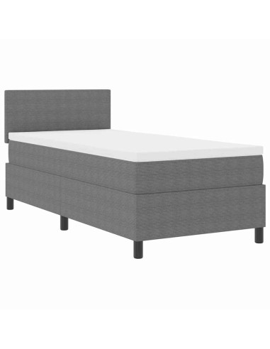 Letto a molle con testiera Grigio chiaro e bianco 100 x 200 cm