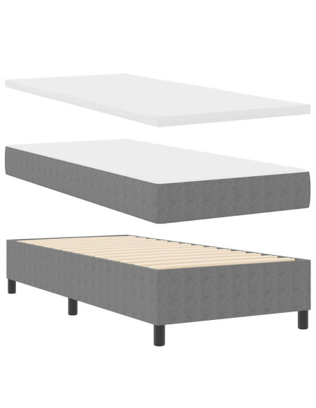 Letto a molle con testiera Grigio chiaro e bianco 100 x 200 cm