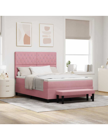 Letto a molle con testiera Rosa 200 x 140 cm Velluto