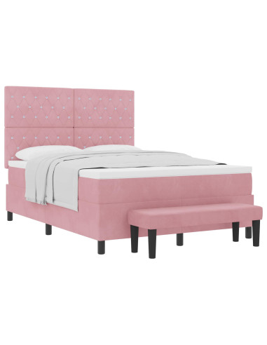 Letto a molle con testiera Rosa 200 x 140 cm Velluto
