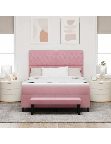 Letto a molle con testiera Rosa 200 x 140 cm Velluto