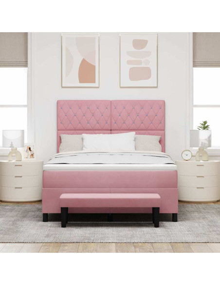 Letto a molle con testiera Rosa 200 x 140 cm Velluto