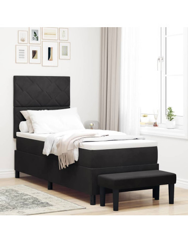 Letto a molle con testiera Nero 200 x 80 cm Velluto