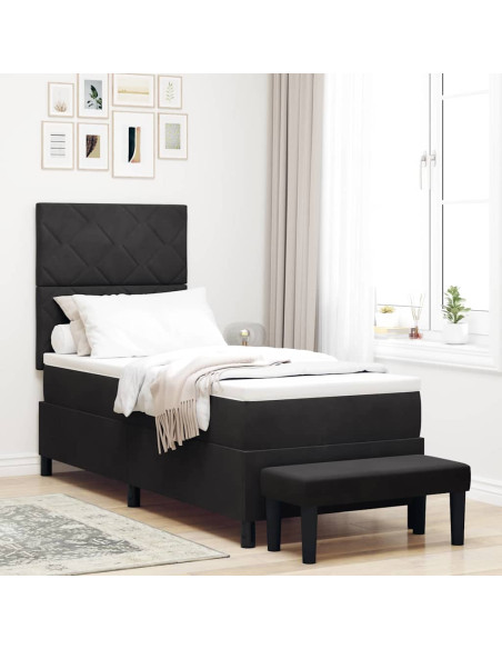 Letto a molle con testiera Nero 200 x 80 cm Velluto