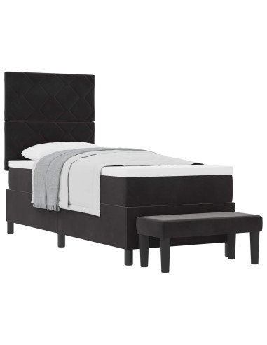Letto a molle con testiera Nero 200 x 80 cm Velluto