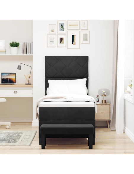 Letto a molle con testiera Nero 200 x 80 cm Velluto