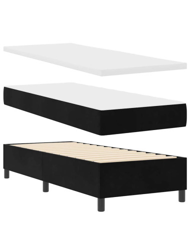 Letto a molle con testiera Nero 200 x 80 cm Velluto