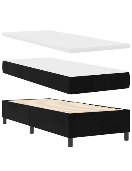 Letto a molle con testiera Nero 200 x 80 cm Velluto