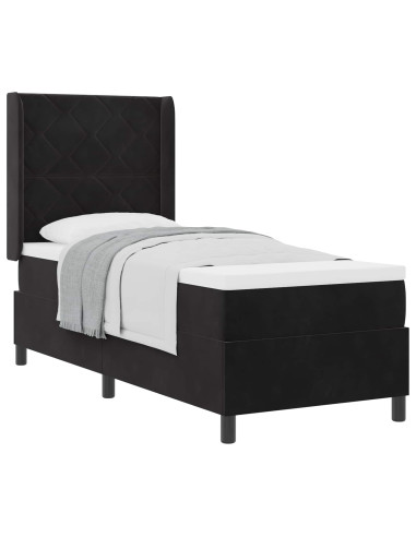 Letto a molle con testiera Nero 80 x 200 cm Velluto