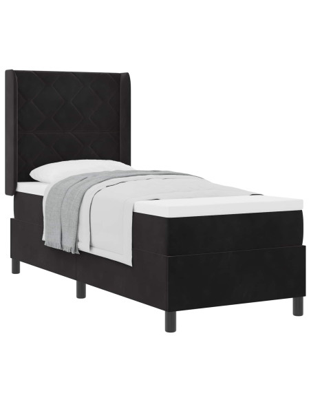 Letto a molle con testiera Nero 80 x 200 cm Velluto