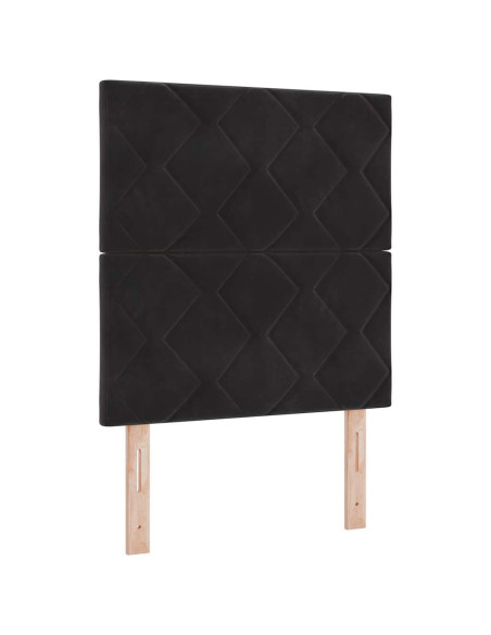 Letto a molle con testiera Nero 80 x 200 cm Velluto