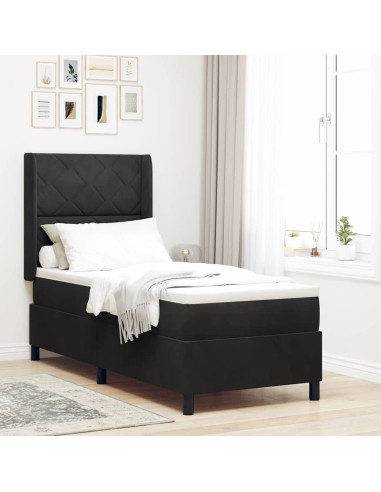 Letto a molle con strisce LED Nero 80 x 200 cm Velluto