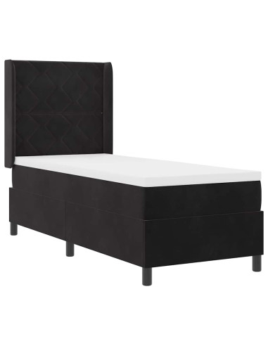 Letto a molle con strisce LED Nero 80 x 200 cm Velluto
