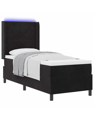 Letto a molle con strisce LED Nero 80 x 200 cm Velluto