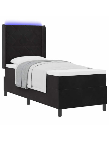 Letto a molle con strisce LED Nero 80 x 200 cm Velluto