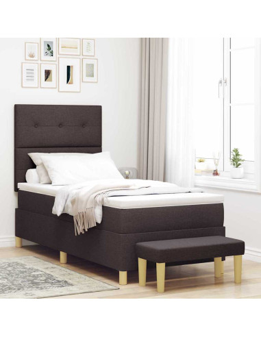 Letto a molle con testiera Marrone Scuro 200 x 100 cm Tessuto