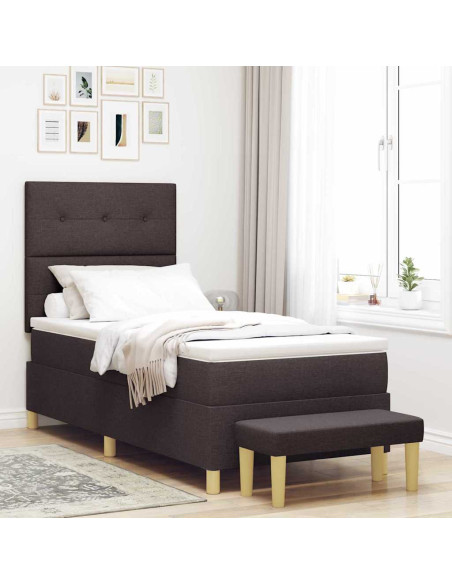 Letto a molle con testiera Marrone Scuro 200 x 100 cm Tessuto