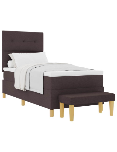 Letto a molle con testiera Marrone Scuro 200 x 100 cm Tessuto