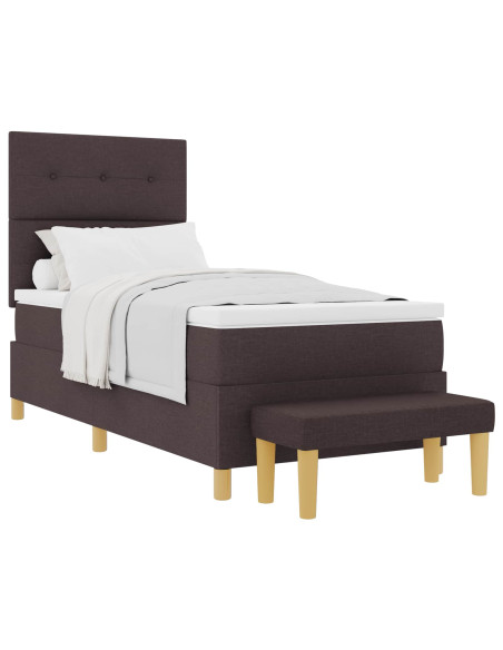 Letto a molle con testiera Marrone Scuro 200 x 100 cm Tessuto