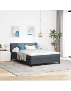 Letto a molle con testiera Grigio scuro 190 x 140 cm Velluto