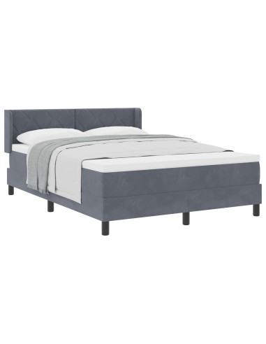 Letto a molle con testiera Grigio scuro 190 x 140 cm Velluto