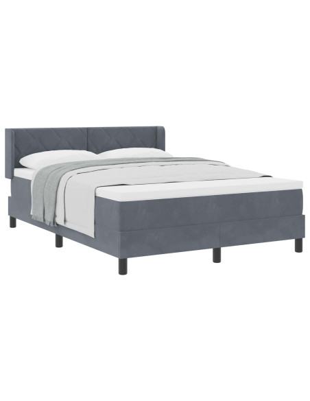 Letto a molle con testiera Grigio scuro 190 x 140 cm Velluto