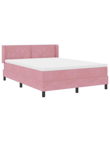 Letto a molle con testiera Rosa 190 x 140 cm Velluto