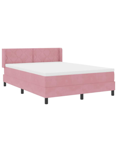 Letto a molle con testiera Rosa 190 x 140 cm Velluto