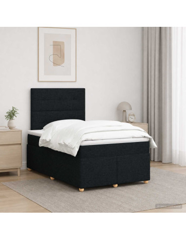 Letto box spring con materasso Nero 120 x 190 cm Tessuto
