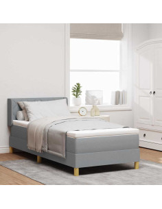 Letto a molle con testiera Grigio chiaro 200 x 100 cm Tessuto