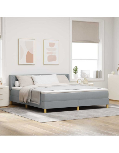 Letto a molle con testiera Grigio chiaro 200 x 180 cm Tessuto