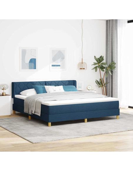Letto a molle con testiera Blu 200 x 180 cm Tessuto