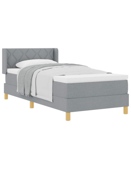 Letto a molle con testiera Grigio chiaro 200 x 100 cm Tessuto