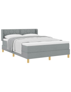 Letto a molle con testiera Grigio chiaro 190 x 140 cm Tessuto 2