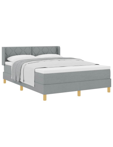 Letto a molle con testiera Grigio chiaro 190 x 140 cm Tessuto