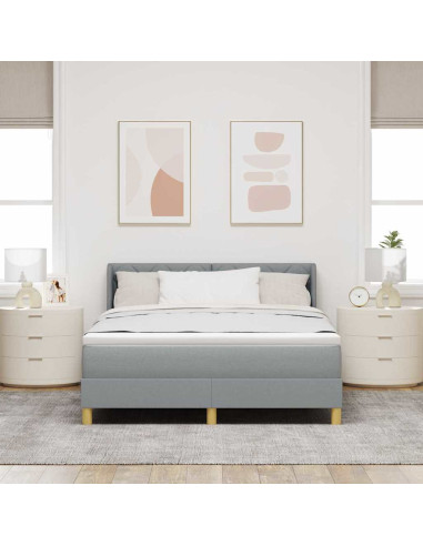 Letto a molle con testiera Grigio chiaro 190 x 140 cm Tessuto