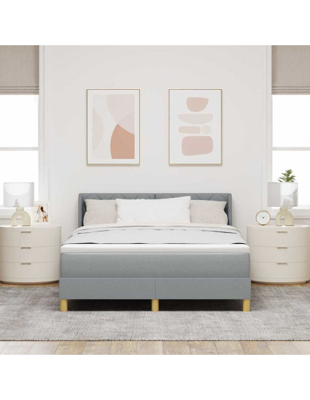 Letto a molle con testiera Grigio chiaro 190 x 140 cm Tessuto