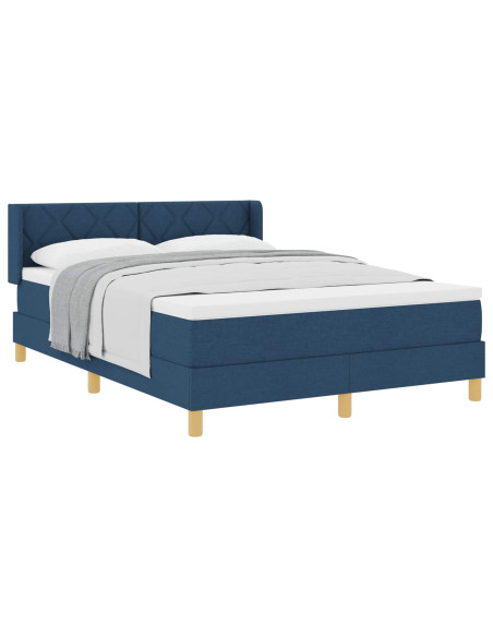 Letto a molle con testiera Blu 190 x 140 cm Tessuto