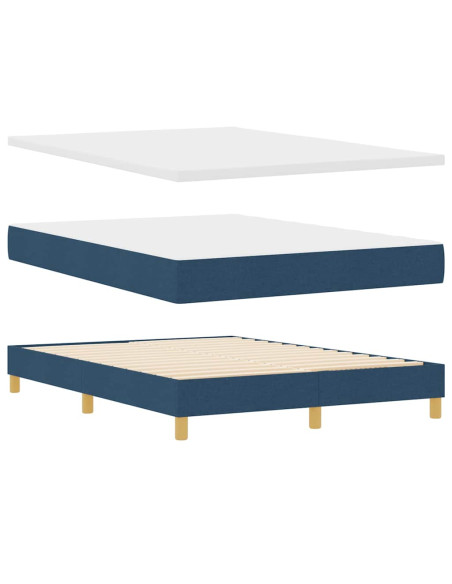 Letto a molle con testiera Blu 190 x 140 cm Tessuto