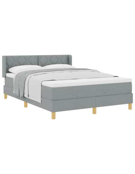 Letto a molle con testiera Grigio chiaro 200 x 140 cm Tessuto