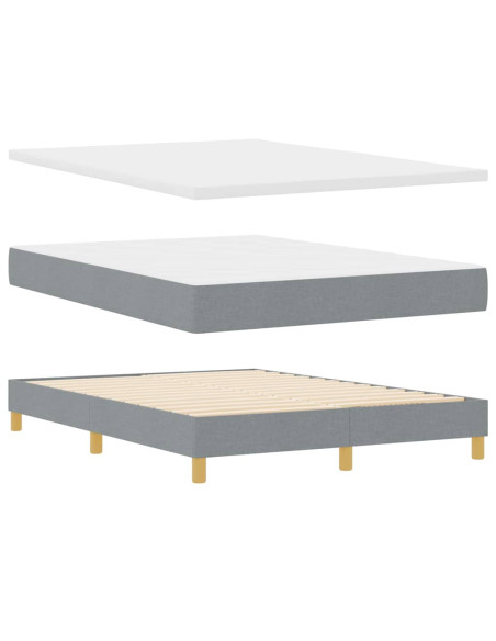 Letto a molle con testiera Grigio chiaro 200 x 140 cm Tessuto