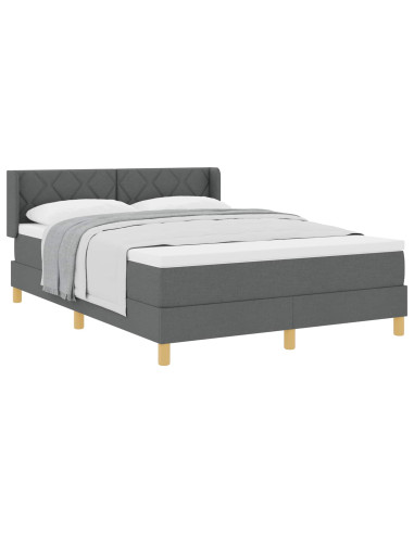 Letto a molle con testiera Grigio scuro 200 x 140 cm Tessuto